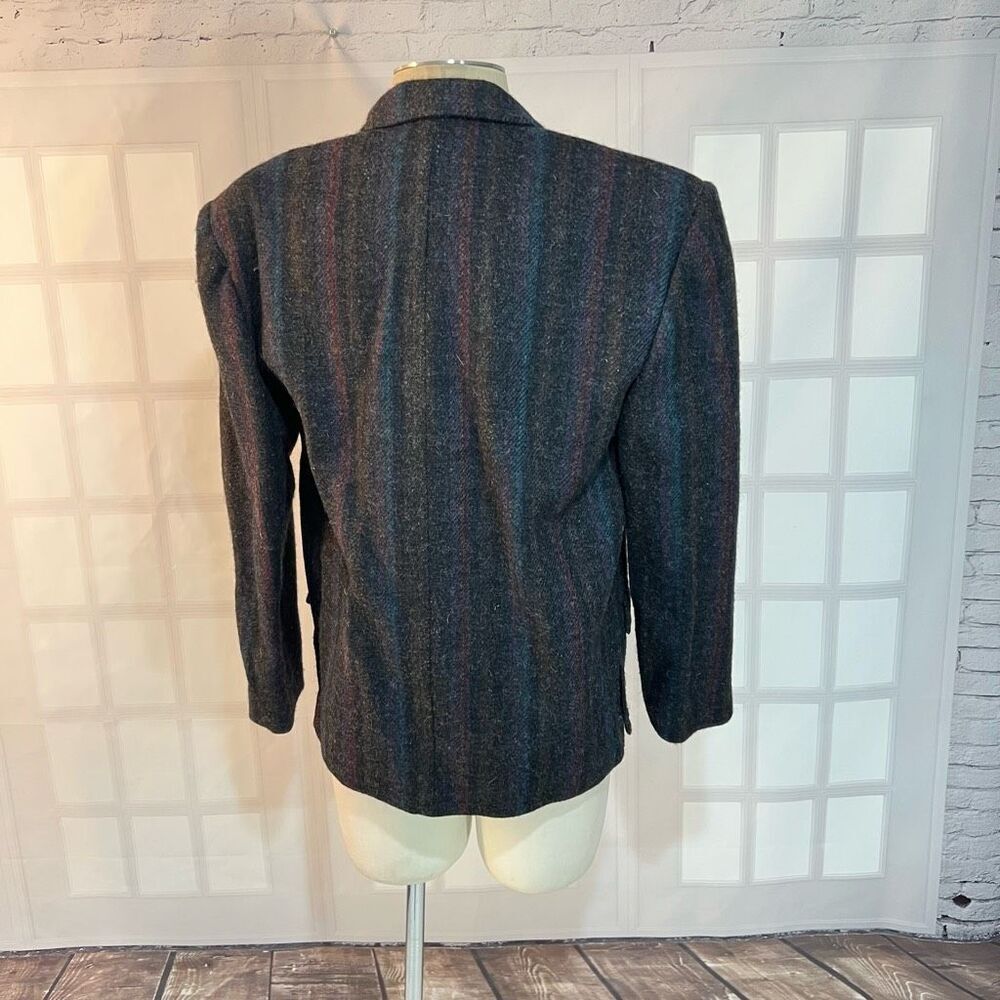Vintage Alexander Julian Gray Striped Wool Notch Lapel Blazer Size 8 - Picture 5 of 11